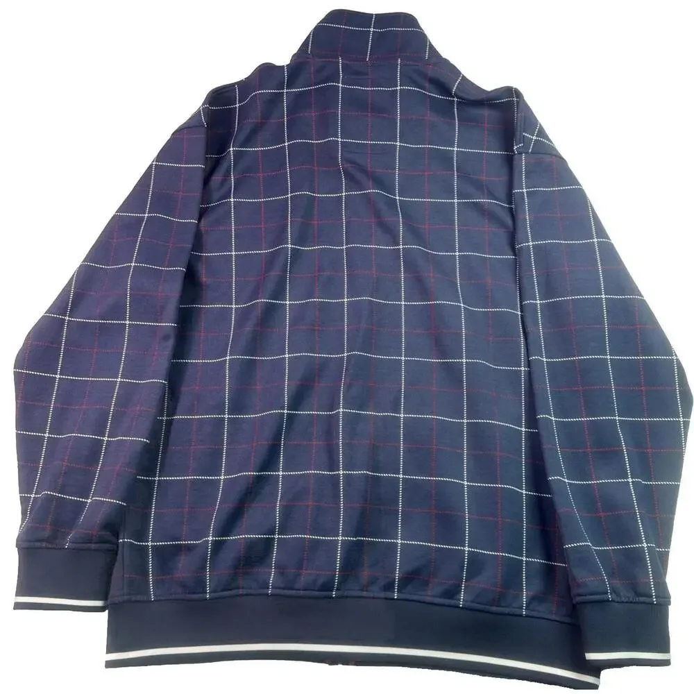Ecko Unltd Track Jacket Mens XL Blue Plaid Full Zip Embroidered Hip Hop Y2K